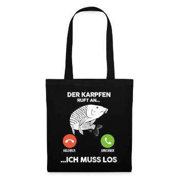 Angeln Angler Karpfen Fischer - Stoffbeutel - Schwarz - Vorne