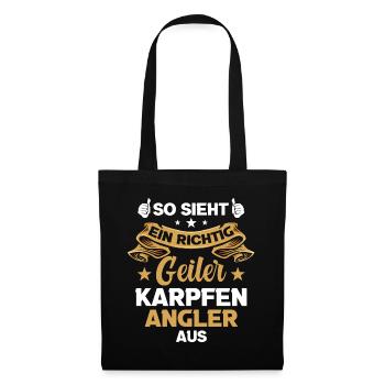 Angeln Karpfen Angler Fischer Karpfenangler - Stoffbeutel - Schwarz - Vorne