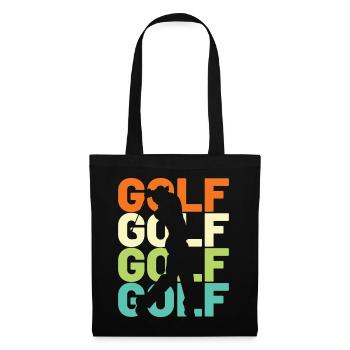 Golf Golfer Retro - Stoffbeutel - Schwarz - Vorne
