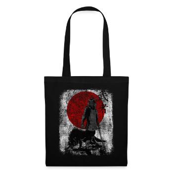 japanischer Samurai Wolf Art Krieger Bushido Martial - Stoffbeutel - Schwarz - Vorne
