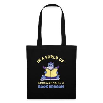Book Dragon Design Librarian Book Lovers - Stoffbeutel - Schwarz - Vorne