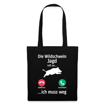 Jäger Wildschweinjäger Jagd - Stoffbeutel - Schwarz - Vorne