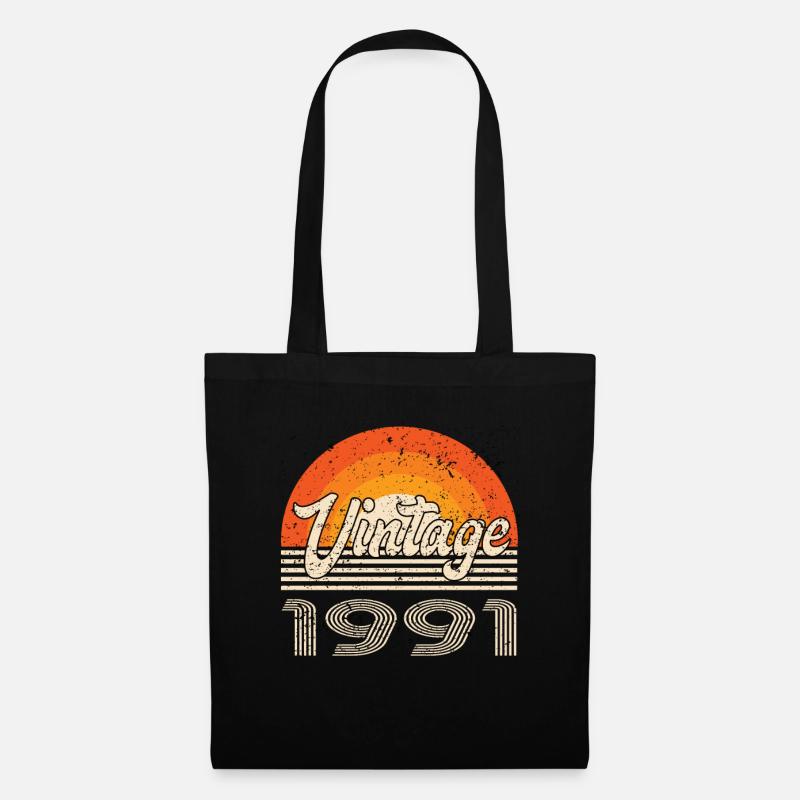 Vintage 1991 Geburtstag Retro - Stoffbeutel - Schwarz