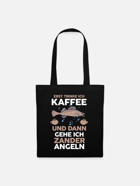 Angeln Kaffee Zander Angler - Stoffbeutel - Schwarz