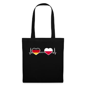 Deutschland Polen Herz Liebe Herzlinie - Stoffbeutel - Schwarz - Vorne