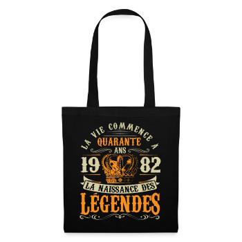 Anniv 40 ans Anniversaire 1982 - Sac en tissu - noir - Devant