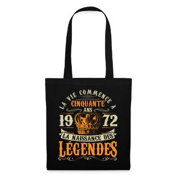 Anniv 50 ans Anniversaire 1972 - Sac en tissu - noir - Devant