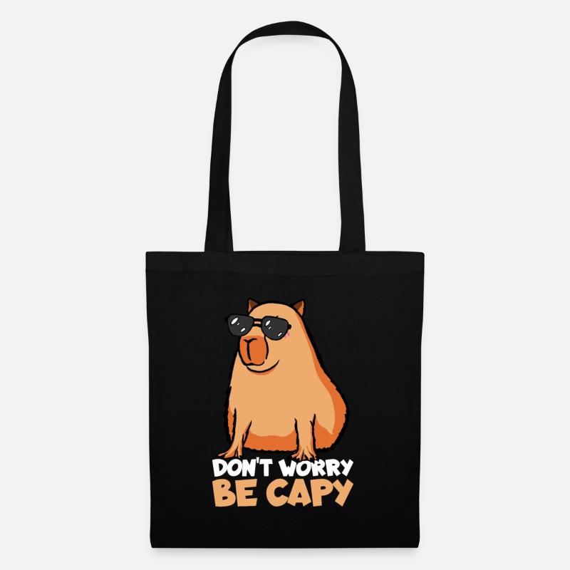 Don't Worry Be Capy - Stoffbeutel - Schwarz