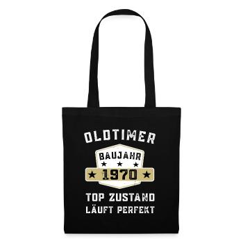 Lustiger Oldtimer 1970 Geburtstag Spruch - Stoffbeutel - Schwarz - Vorne
