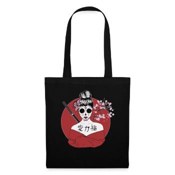 Japanese Geisha Sugar Skull - Tote Bag - black - Front