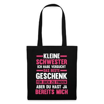Schwestern Geschwister Schwester - Stoffbeutel - Schwarz - Vorne