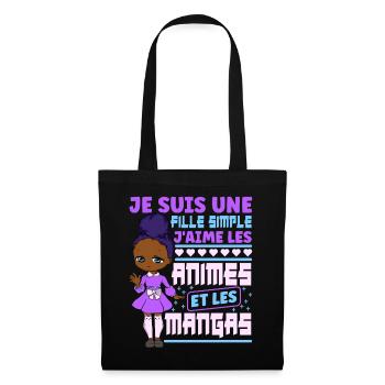 Animé Manga Humour Japonais Kawaii Fille - Sac en tissu - noir - Devant