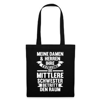 Schwestern Mittlere Schwester - Stoffbeutel - Schwarz - Vorne