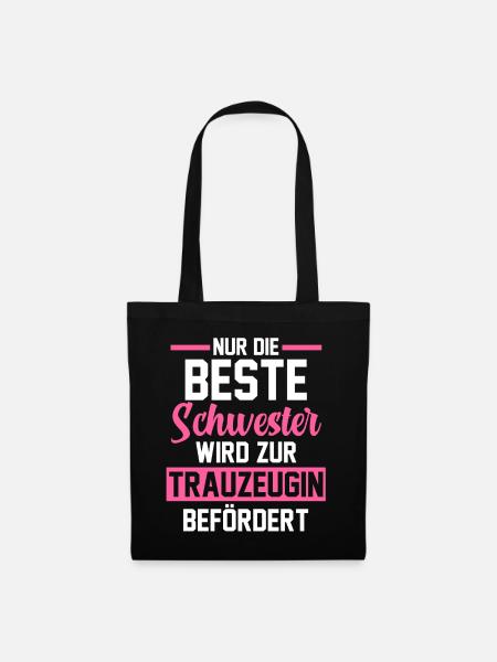 Schwester Trauzeugin - Stoffbeutel - Schwarz