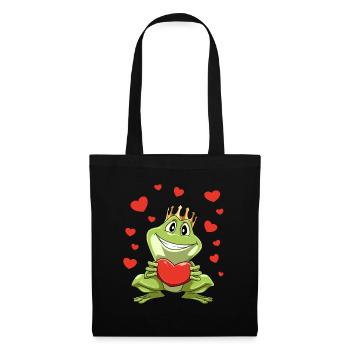 Belle grenouille drôle Saint Valentin - Sac en tissu - noir - Devant