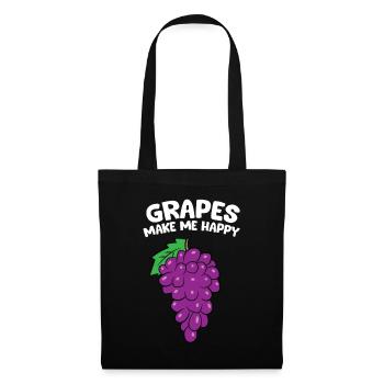 Raisin - Grapes make me happy - Sac en tissu - noir - Devant