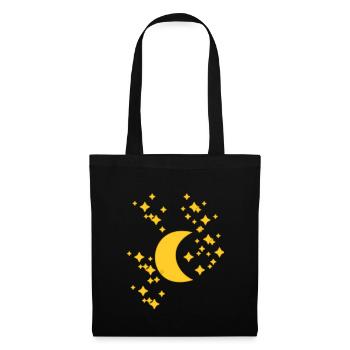 Mond Nacht Himmel Sternenhimmel Sterne himmlisch - Stoffbeutel - Schwarz - Vorne