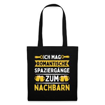Spaziergänge zum Nachbarn! Nachbar Biertrinker - Stoffbeutel - Schwarz - Vorne