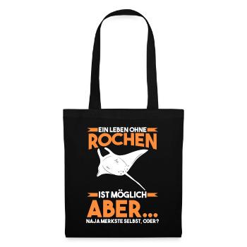 Rochen Mantarochen - Stoffbeutel - Schwarz - Vorne