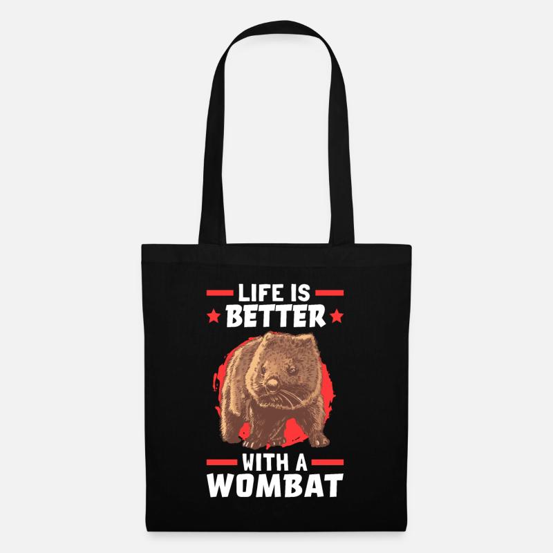 Das Leben ist besser mit einem Wombat - Stoffbeutel - Schwarz
