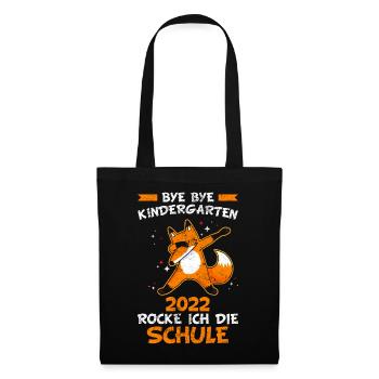 Einschulung 2022 | Cooler Fuchs Schule 2022 - Stoffbeutel - Schwarz - Vorne