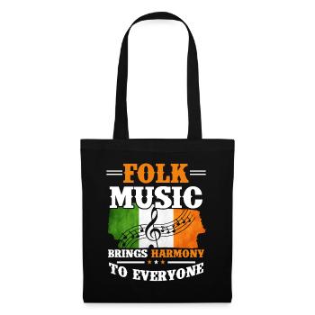 Folk Musik Irland - Stoffbeutel - Schwarz - Vorne