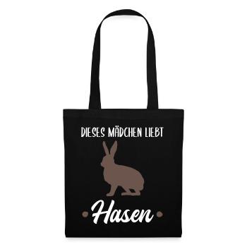 Hase Waldtiere Tierliebhaber Mädchen Geschenk - Stoffbeutel - Schwarz - Vorne