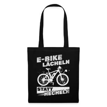Elektrofahrrad E-Bike Radfahrer E-Bike Lächeln - Stoffbeutel - Schwarz - Vorne