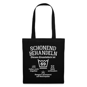 Schonend Behandeln 69. Geburtstag Einzelstück 69 - Stoffbeutel - Schwarz - Vorne
