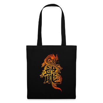 Dragon avec des caractères chinois - Sac en tissu - noir - Devant