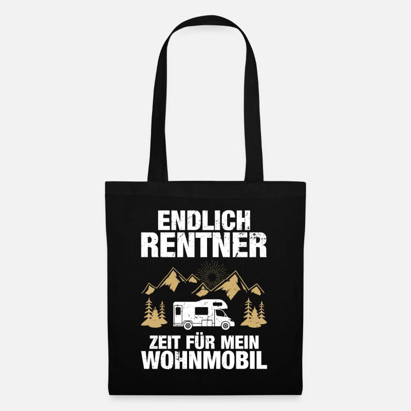 Rentner Wohnmobil Rente Camper Campen Van Geschenk - Stoffbeutel - Schwarz