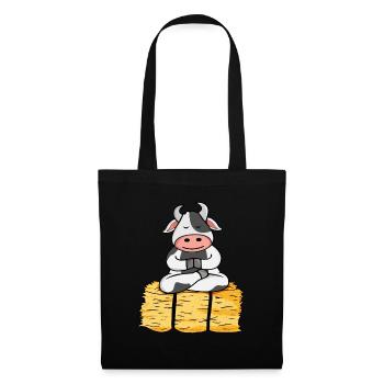 Cadeau de vache Femmes Vaches Méditez Yoga - Sac en tissu - noir - Devant