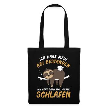 Abitur Abi Matura Abschluss Faultier Geschenk - Stoffbeutel - Schwarz - Vorne