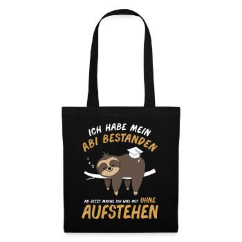 Abitur Abschluss Abi Abifeier Faultier Geschenk - Stoffbeutel - Schwarz - Vorne