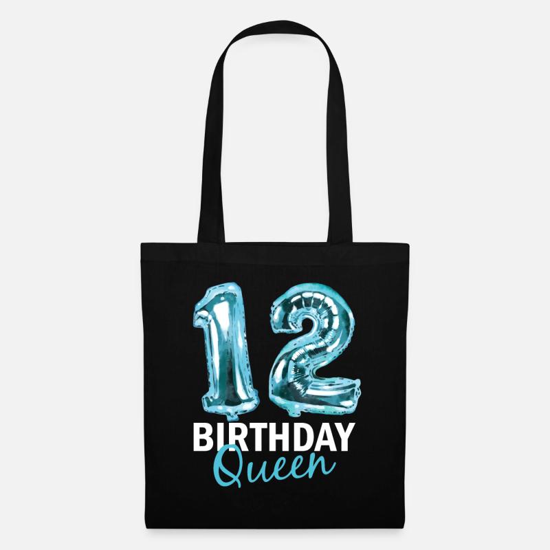 12 Jahre Geburtstag Geschenk Mädchen Ballons Print - Stoffbeutel - Schwarz