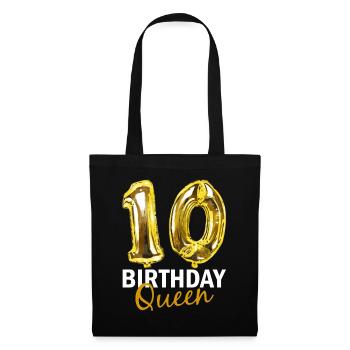 10 ans Cadeau d’anniversaire Fille Ballons Imprimer - Sac en tissu - noir - Devant