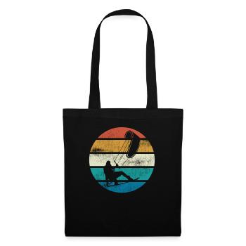 Kitesurf vintage, Kitesurfer, Coucher de soleil - Sac en tissu - noir - Devant