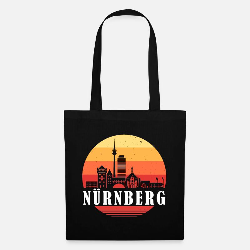 Nürnberg Retro Skyline - Stoffbeutel - Schwarz
