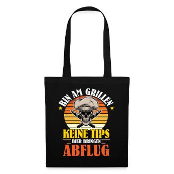 Bin Am Grillen BBQ Bratwurst Steak Grill - Stoffbeutel - Schwarz - Vorne
