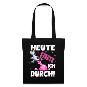 Heute Starte Ich Durch - Pupsen Einhorn - Stoffbeutel - Schwarz - Vorne