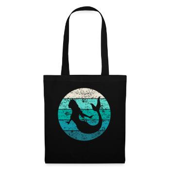 Mermaid Gift Ladies Girls Retro Vintage - Tote Bag - black - Front