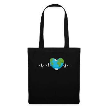 Earth Heartbeat Earth Day Anniversary Save Planet - Tote Bag - black - Front