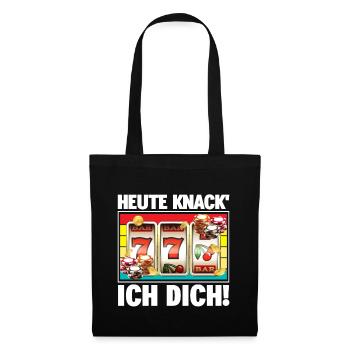 Heute knack' ich dich Casino - Stoffbeutel - Schwarz - Vorne