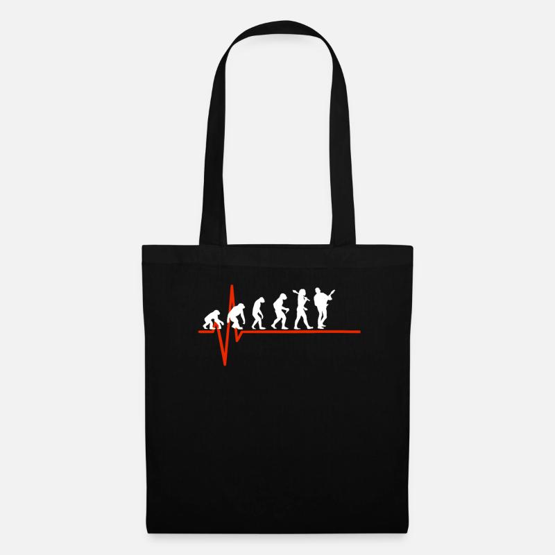 E-Guitar Heartbeat - EVOLUTION OF E-GUITAR - Tote Bag - black