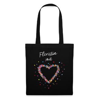 Floristin Mit Herz Blumenhandel - Stoffbeutel - Schwarz - Vorne