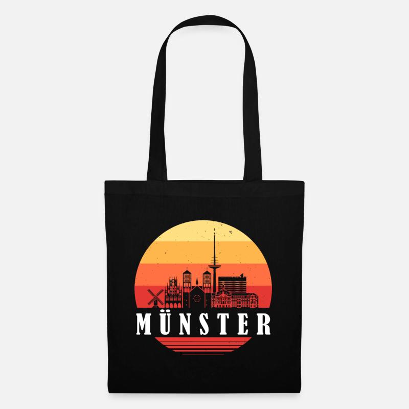 Münster Retro Skyline - Stoffbeutel - Schwarz