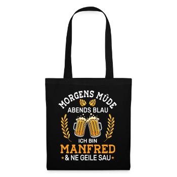 Morgens Müde Abends Blau Manfred Vornamen Outfit - Stoffbeutel - Schwarz - Vorne