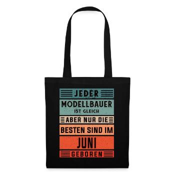 Technischer Geburtstag Juni geboren Modellbauer - Stoffbeutel - Schwarz - Vorne