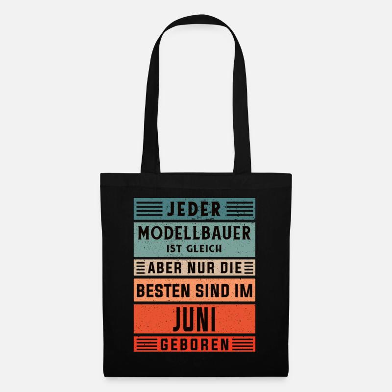 Technischer Geburtstag Juni geboren Modellbauer - Stoffbeutel - Schwarz