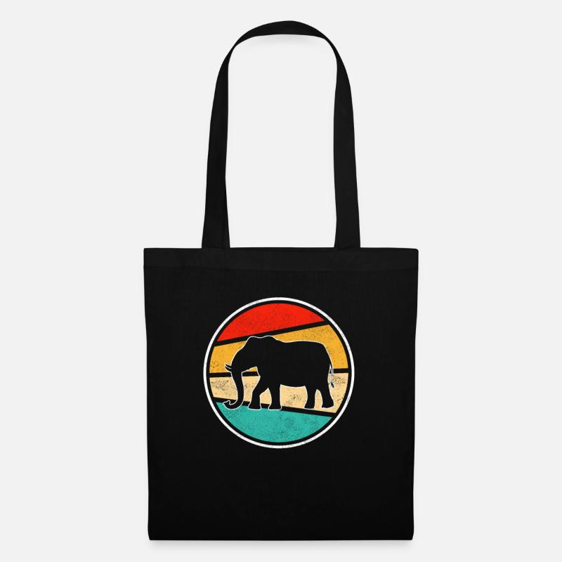 Elefant Retro - Stoffbeutel - Schwarz